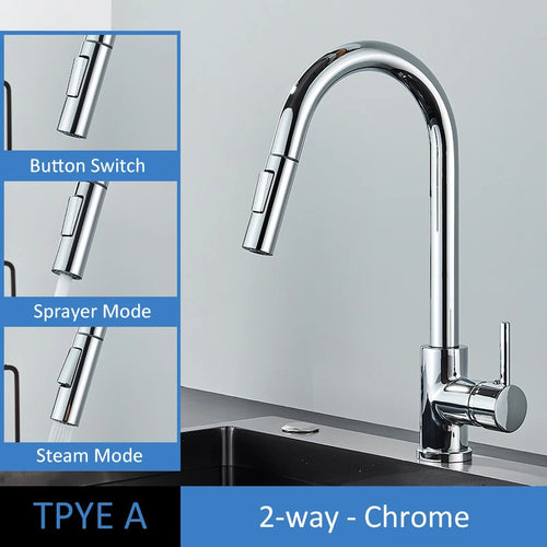 Quyanre Brushed Gold Kitchen Faucet Pull Out Kitchen Sink Water Tap